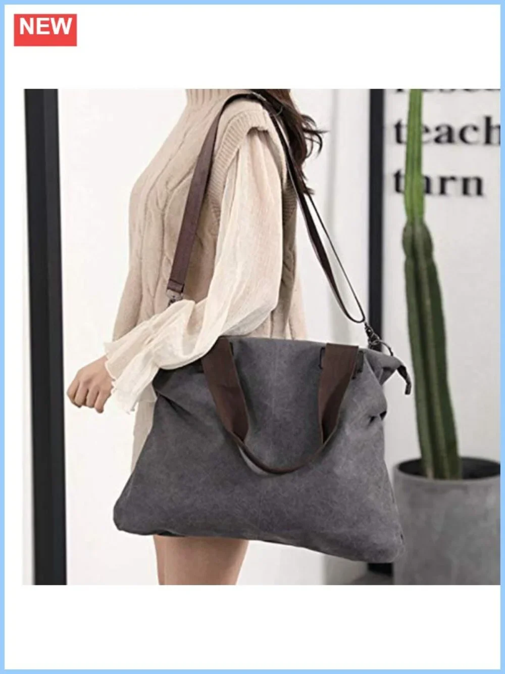 Canvas Tote Bag Shoulder Crossbody Purses Work Travel Handbag Hobo Bag